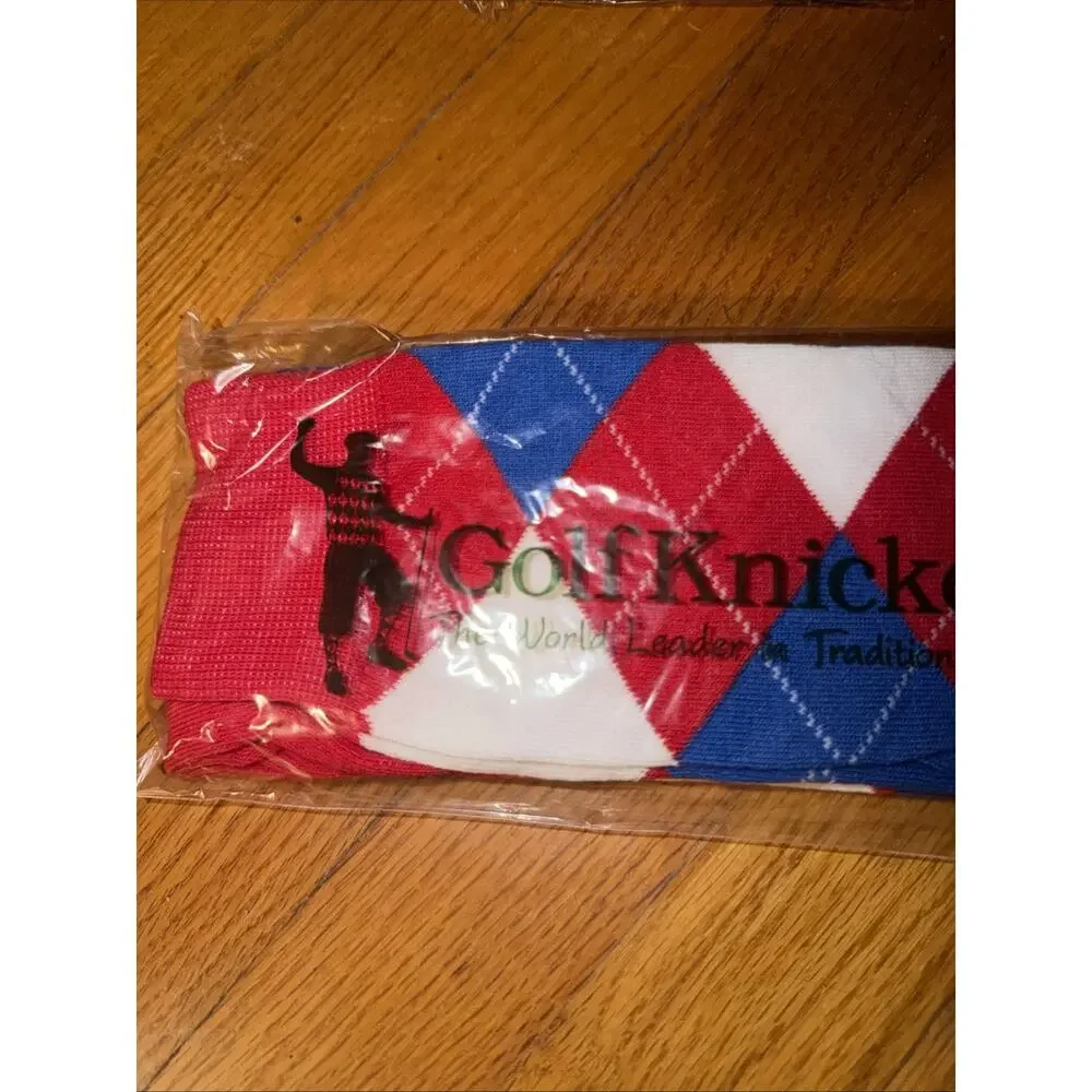 Golf Knickers Colorful Knee High Argyle Cotton Socks For Men Red White Blue New